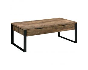 Aflo Coffee Table in Weathered Oak and Black Finish