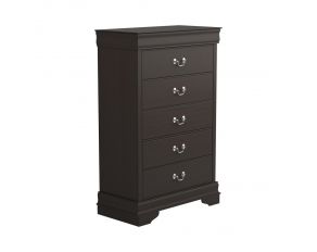 Louis Philippe 5 Drawer Chest With Silver Bails in Cappuccino