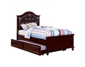Olivia Full Upholstered Bed with Trundle in Dark Walnut