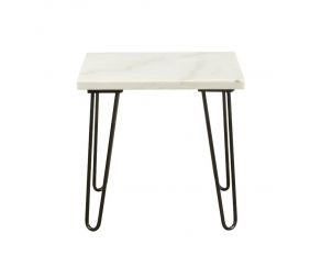 Telestis End Table in White Marble and Black