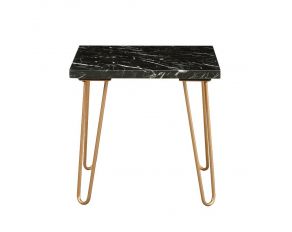 Telestis End Table in Black Marble and Gold