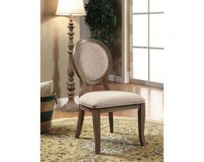 Furniture of America Siobhan Side Chair in Rustic Dark Oak/Ivory- Set of 2
