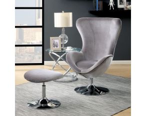 Furniture of America Shelia Accent Chair with Ottoman in Gray