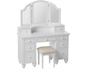 Furniture of America Athy Vanity Set with Stool in White