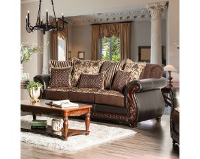 Furniture of America Franklin Sofa in Dark Brown/Dark Cherry