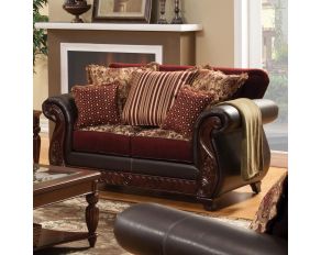 Furniture of America Franklin Loveseat in Burgundy/Dark Cherry