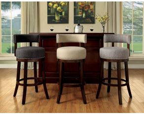 Furniture of America Lynsey 24" Bar Stool in Light Gray Fabric - Set of 2