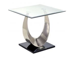 Furniture of America Orla II End Table in Silver/Black