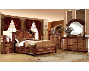 Furniture of America Bellagrand Queen Bed in Antique Tobacco Oak Finish