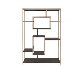 Scaola Bookshelf in Rustic Gray Oak and Champagne