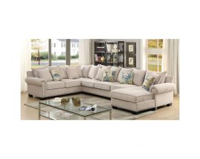 Furniture of America Skyler Sectional in Ivory