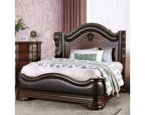 Furniture of America Arcturus Upholstered Bed in Brown Cherry , Queen