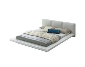 Christie Low Profile Queen Bed with Padded Headboard in White