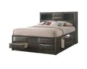 Crown Mark Emily Storage Bed in Grey, Queen