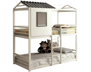 Stockholm Twin over Twin Bunk Bed in White Gun Metal