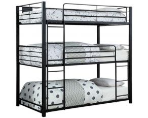 Olga I Triple Twin Bunk Bed in Sand Black