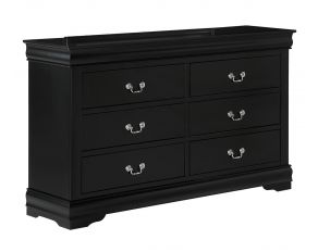 Crown Mark Louis Philip 6-Drawer Dresser Black