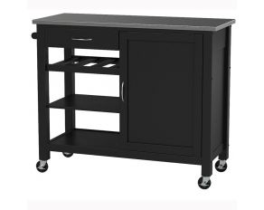 Ottawa Kitchen Cart in Stainless Steel and Black