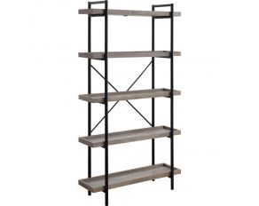 Zakwani Bookshelf in Gray Oak and Black Finish