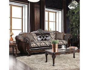 Furniture of America Quirino Sofa in Light Brown/Dark Brown