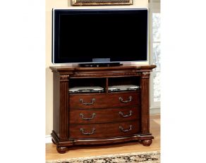 Furniture of America Grandom Media Chest in Cherry