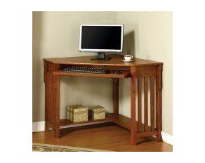 Furniture of America Toledo Corner Desk in Medium Oak