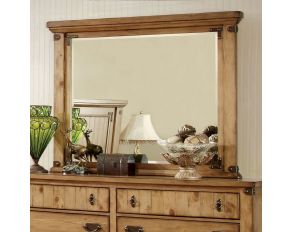 Furniture of America Pioneer Mirror in Burnished Pine Finish