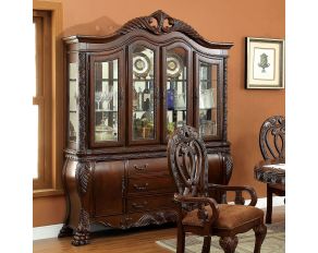 Furniture of America Wyndmere Hutch and Buffet (Touch Lights) in Cherry