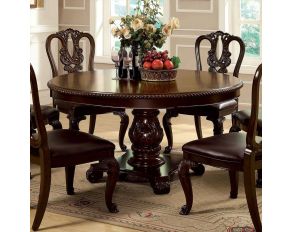 Furniture of America Bellagio Round Dining Table in Brown Cherry Finish