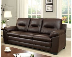 Furniture of America Parma Sofa in Brown Pu