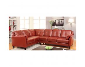 Furniture of America Peever Sectional in Mahogany Red