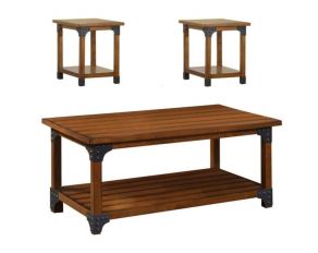 Furniture of America Bozeman 3 Pc. Table Set (Coffee + 2 End) in Antique Oak Finish