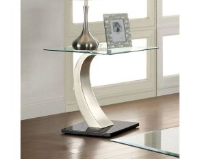 Furniture of America Roxo End Table in Satin Plated Finish