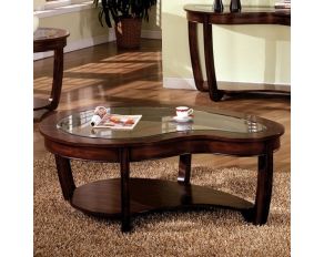 Furniture of America Crystal Falls Coffee Table in Dark Cherry Finish