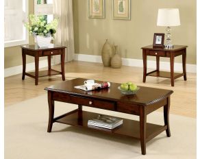 Furniture of America Lincoln Park 3 Pc. Set (Coffee Table + 2 End Tables) in Dark Oak Finish