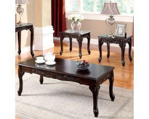 Furniture of America Cheshire 3 Pc. Table Set (Coffee + 2 End) in Cherry Finish