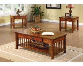 Furniture of America Seville 3 Pc. Table Set (Coffee + 2 End) in Antique Oak Finish