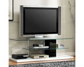 Furniture of America Neapoli 63" Glass Top TV Console in Black & White