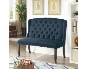 Sania III 2 Seater Loveseat Bench in Antique Black Blue