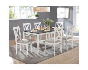 Anya 7 Piece Dining Table Set in Distressed White Distressed Gray