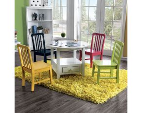 Casey Kids Round Table Set in White Multi