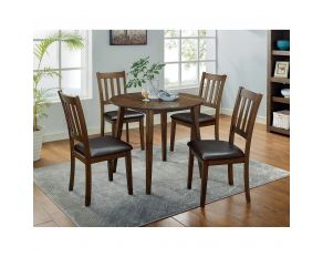 Blackwood 5 Piece Round Dining Table Set in Walnut Dark Brown