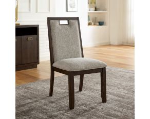 Caterina Set of 2 Side Chairs in Dark Walnut Beige