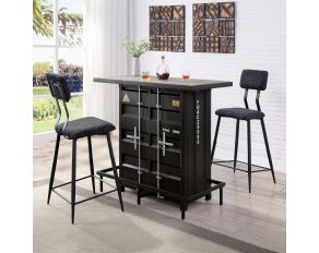 Dicarda Bar Height Table in Black Distressed Dark Oak