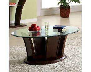 Manhattan IV Oval Coffee Table in Brown Cherry