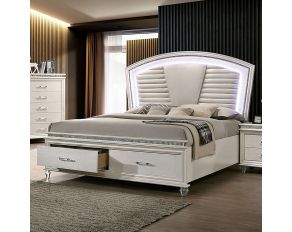 Maddie Queen Bed in Pearl White