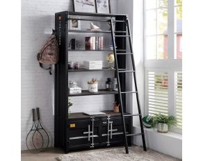 Dipiloh Bookcase in Black Distressed Dark Oak