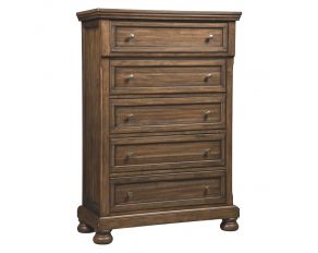 Ashley Furniture Flynnter Five Drawer Chest in Medium Brown