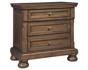 Ashley Furniture Flynnter Two Drawer Night Stand in Medium Brown