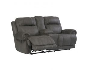 Ashley Furniture Austere Double Reclining Loveseat with Console in Gray